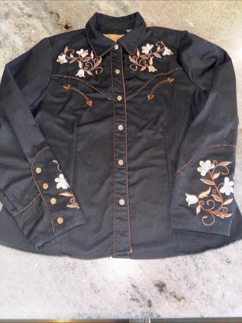 Scully BLACK GABARDINE Western Shirt,M